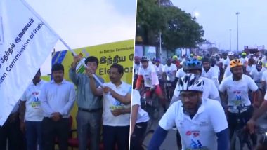 Tamil Nadu: Election Commission Flags Off Awareness Campaign in Chennai Ahead of Lok Sabha Elections 2024 (Watch Video)